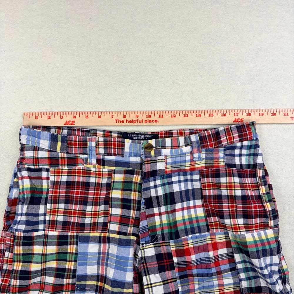 Old Navy Surplus Company Mens 36 Patchwork Plaid Shorts Multicolor Cotton
